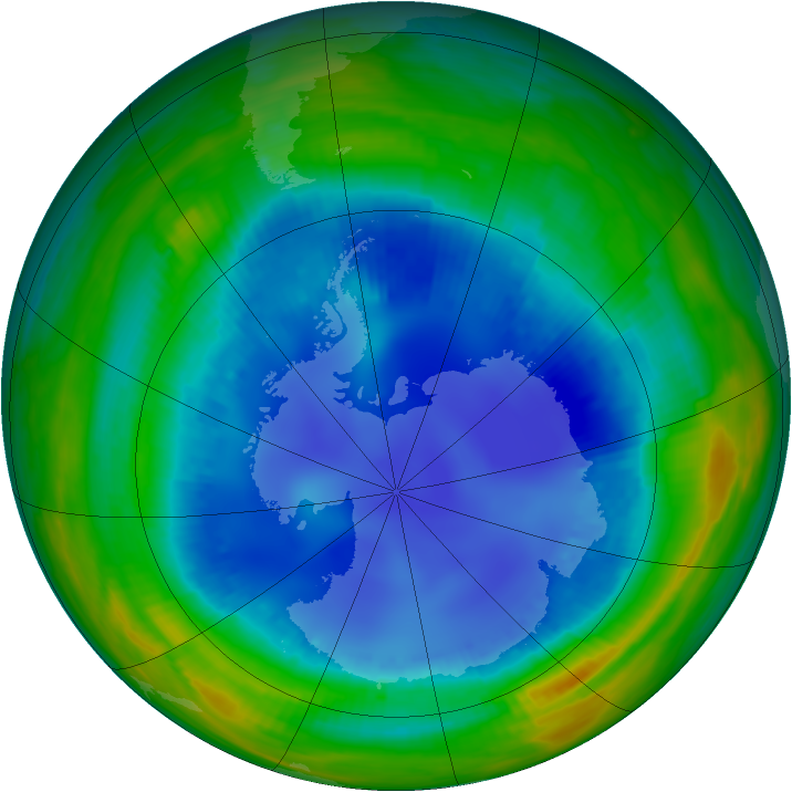 Antarctic ozone map for 15 August 1998